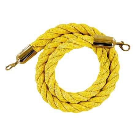 MONTOUR LINE Twisted Polyprop.Rope Yellow With Satin Brass Snap Ends 6ft.CottonCore HDPP510Rope-60-YW-SE-SB